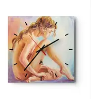 ARTTOR Wanduhr - Quadrat - Glasuhr - Frau Nacktheit Abgesehen von - 40x40cm - Schleichendes Uhrwerk - Lautlos - zum Aufhängen bereit - Dekoration Modern - Wanddekoration aus Glas - C3AC40x40-4174