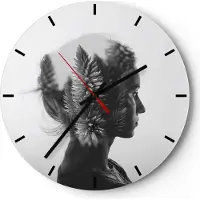 ARTTOR Wanduhr - Rund - Glasuhr - Frau Abstraktion - 30x30cm - Schleichendes Uhrwerk - Lautlos - zum Aufhängen bereit - Dekoration Modern - Wanddekoration aus Glas - C3AR30x30-3799