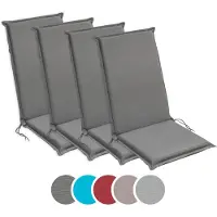 Sleepling 4er Set Hochlehner Auflage, Gartenstuhlauflage, 120 x 50 cm, 6 cm dick, anthrazit grau,