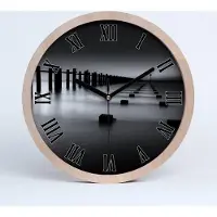 Tulup Holzuhr 25fi cm wanduhr - schwarze Spitzen - Wellenbrecher thames