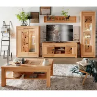 Lomadox Wohnmöbel Set 5-teilig, Kernbuche massiv geölt, montiert, WINNIPEG-69 mit Couchtisch