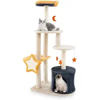 Goplus Kratzbaum, Katzenbaum in Mond- & Sternoptik, Katzenkratzbaum mit Sisalpfosten, Kratzbrett, Plüsch-Kletterturm mit Sitzplattform & Katzenhöhle