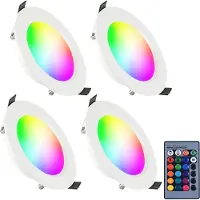 ROSNEK 4 Stück 5W LED Einbaustrahler RGB Dimmbar Deckenleuchte Einbauleuchte Strahler Deckenlicht mit Fernbedienung