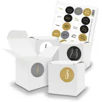 Itenga SET V69 Adventskalender Würfelbox klein, Weiß + Zahlensticker Z52, 2cm