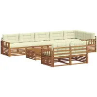 vidaXL Outdoor-Sofagarnitur 9 stk. Natur und Creme