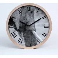 Tulup Holzuhr 25fi cm wanduhr - schwarze Spitzen - Große römische Uhr Elefant