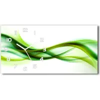 Tulup Wanduhr aus Glas – 60x30 cm - Glasbild - Glasuhr - Gehärtetes Glas - weisse-zeiger - Wellen Abstraktion