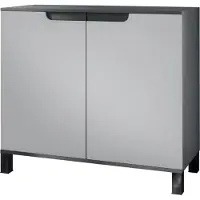 Vladon Kommode Sylt V3, Moderner Küchenschrank mit 2 großen Türen Anthrazit matt / Hellgrau seidenmatt (92,5 x 84.5 x 35)