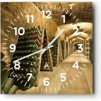 ARTTOR Wanduhr - Quadrat - Glasuhr - Weinkeller Flaschen Keller - 30x30cm - Schleichendes Uhrwerk - Lautlos - zum Aufhängen bereit - Dekoration Modern - Wanddekoration aus Glas - C4AC30x30-0366