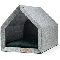 Rexproduct - PetHome Hundehütte mit Liegefläche und Dach Biss und Kratzfest Gute Schalldämmung Umweltfreundlich Größe L (80x62x63)Hellgrau und dunkel