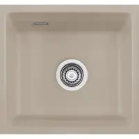 SYSTEMCERAM Flächenbündige Spüle KARA 51 F/o in FANGO mit Handbetätigung / ab Schrankbreite 50 cm / Einbauspüle