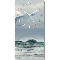 Tulup Wanduhr aus Glas – 30x60 cm - Glasbild - Glasuhr - Gehärtetes Glas -Ein raues Meer