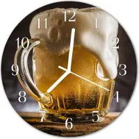 Tulup Glasuhr Wanduhr Küchenuhr Echt-Glas 30fi cm Bier gelb