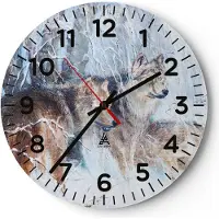 ARTTOR Wanduhr - Rund - Glasuhr - Wolf Tier Wald - 40x40cm - Schleichendes Uhrwerk - Lautlos - zum Aufhängen bereit - Dekoration Modern - Wanddekoration aus Glas - C4AR40x40-3770