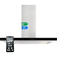 KKT Kolbe Dunstabzugshaube 90 cm Inselhaube Abluft Umluft Edelstahl Silber Schwarz Glas Smart WiFi WLAN App Nachlaufautomatik SensorTouch FLAT-INSEL-6