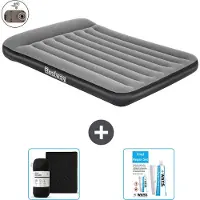 Bestway Luftmatratze - Französisches Bett - 137 x 191 x 30 cm - Grau - Inklusive Zubehör