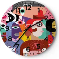 ARTTOR Wanduhr - Rund - Glasuhr - Abstraktion modern - 40x40cm - Schleichendes Uhrwerk - Lautlos - zum Aufhängen bereit - Dekoration Modern - Wanddekoration aus Glas - C4AR40x40-3624