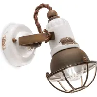 Licht-Erlebnisse Spot Lampe Metall Keramik E14 verstellbar Weiß Shabby Antik Rostbraun Vintage Keramikleuchte