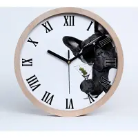 Tulup Holzuhr 30fi cm wanduhr - schwarze Spitzen - Hund mit Martini
