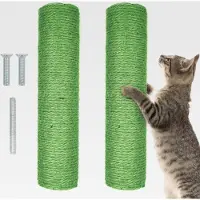 Markenlos 2er Pack Kratzsäule für Katzen Jute Seil Ersatzstamm für Kratzbaum 7cm Durchmesser Schrauben kratzbaume Ersatzteile Kratzbaum Ersatzteile Stamm Länge 30 cm Grün