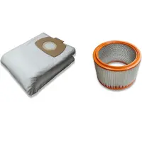 Kallefornia 5 Staubsaugerbeutel + 1 auswaschbarer Filter für Hilti VCU40 VCU 40 Filtersäcke