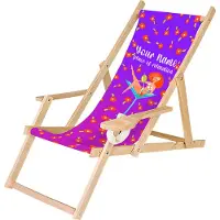 Ferocity Holz Liegestuhl Personalisierbarer Klappbar Klappliegestuhl mit Armlehne und Getränkehalter Strandstuhl Motiv Champagner [119]