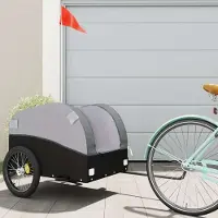 vidaXL Möbel Fahrradanhänger Schwarz und Grau 45 kg Eisen - Fahrradanhänger &45394