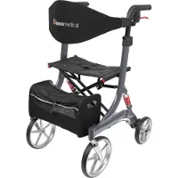 Bescomedical Leichtgewicht Rollator SPRING - Gehhilfe mit Komfort-Federung - höhenverstellbar & faltbar - Modell S Graphitgrau -