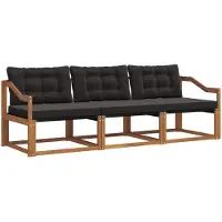 vidaXL Outdoor-Sofagarnitur 3 Stk. Natürlich und Schwarz