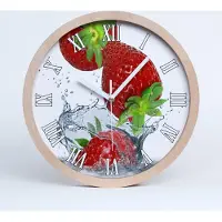 Tulup Holzuhr 20fi cm wanduhr - weiße Spitzen - Erdbeeren und Wasser