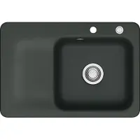 SYSTEMCERAM KeraDomo Spüle JUNA 75 in EIBE - Becken rechts mit Excenterbedienung / / Keramikspüle