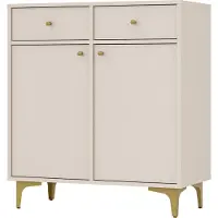 Masseno Kommode TORINO 84 cm Sideboard mit 2 Schubladen und 2 Türen für Wohnzimmer Schlafzimmer Modern 84x41x94 cm Beige / Beige