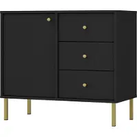 Masseno Kommode TORINO 84 cm Sideboard mit 3 Schubladen und 1 Türen für Wohnzimmer Schlafzimmer Modern 84x41x74 cm Graphitfarben / Graphitfarben