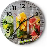 ARTTOR Wanduhr - Rund - Glasuhr - Eis Minze Erfrischung Getränke - 40x40cm - Schleichendes Uhrwerk - Lautlos - zum Aufhängen bereit - Dekoration Modern - Wanddekoration aus Glas - C4AR40x40-3155