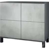 Vladon Kommode Rova V3, Moderner Küchenschrank mit 4 Push-to-Open Türen Anthrazit matt / Beton Oxid Optik (92,5 x 84.5 x 35)