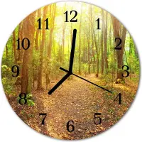 Tulup Glasuhr Wanduhr Küchenuhr Echt-Glas 30fi cm Wald Weg mehrfarbig