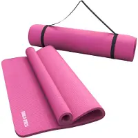 Gorilla Sports Yogamatte - 190x100x1,5 cm, mit Tragegurt, , Rutschfest, Fuchsia - Gymnastikmatte, Fitnessmatte, Sportmatte, Trainingsmatte, Übungsmatte