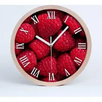 Tulup Holzuhr 30fi cm wanduhr - weiße Spitzen - Himbeeren