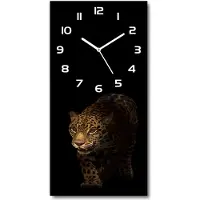 Tulup Wanduhr aus Glas – 30x60 cm - Glasbild - Glasuhr - Gehärtetes Glas -Jaguar