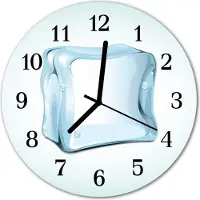 Tulup Glasuhr Wanduhr Küchenuhr Echt-Glas 30fi cm Eis blau