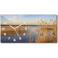 Tulup Wanduhr aus Glas – 60x30 cm - Glasbild - Glasuhr - Gehärtetes Glas - weisse-zeiger - Watercane