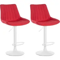 CLP 2er Set Barhocker Toni Stoff weiß rot