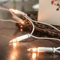 Hellum Lichterkette innen 50 klare warme Lichter, beleuchtet 7,35m, Kabel weiß, Stecker