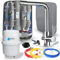 ARI Wasserfilter Set RO7 Slim mit 3-Wege Küchenarmatur Venom Chrom, 7-stufige Osmoseanlage, Mineralisierung