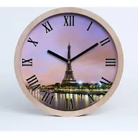 Tulup Holzuhr 30fi cm wanduhr - schwarze Spitzen - Eiffelturm Paris