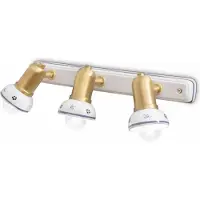 Licht-Erlebnisse Spot Lampe Keramik Metall E14 verstellbar in Weiß Beerendekor Rot Messing matt 3-flammig länglich