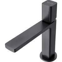 Doporro Armatur Einhebelmischer Schwarz matt 19,6 cm hoch Waschbeckenarmatur eckig Waschtischarmatur Einlochmontage DIN-Anschluss WAO-7901