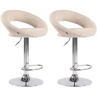 CLP 2er Set Barhocker Olinda Stoff Chrom creme