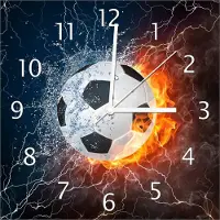 Wallario Design Wanduhr Fußball - Feuer und Wasser aus Echtglas, Größe 30 x 30 cm