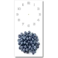 Tulup Wanduhr aus Glas – 30x60 cm - Glasbild - Glasuhr - Gehärtetes Glas -Blaubeeren